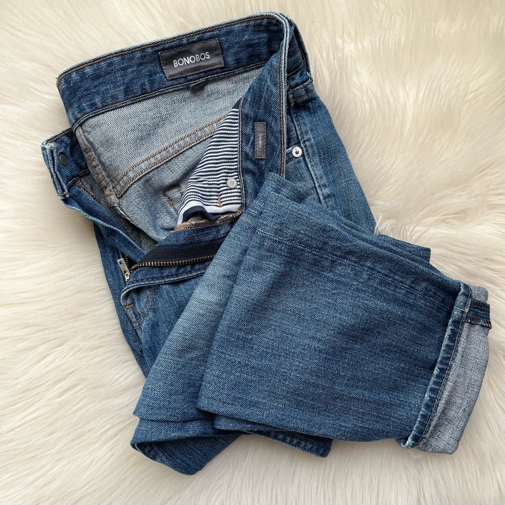 Bonobos Men’s Stretch Denim Blue Jeans Tailored 30x32 30 32 Distressed